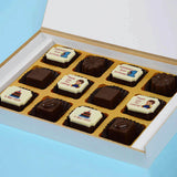 Birthday Return Gifts - 12 Chocolate Box - Alternate Printed Chocolates (Minimum 10 Boxes)