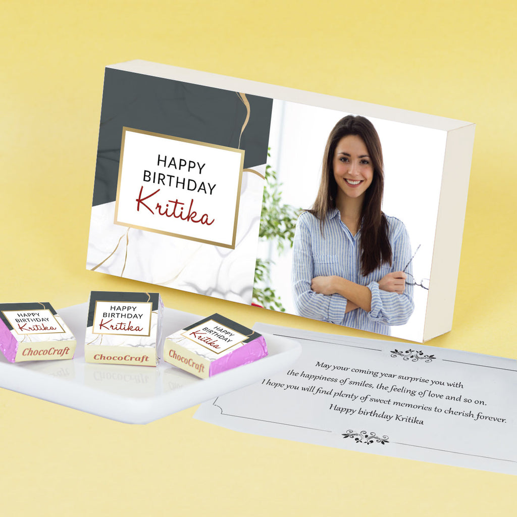 Beautiful Modern Design Personalised Chocolate Gift Box for Birthday (with Wrapped Chocolates)