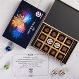 Happy New Year & Christmas Gifts - 12 Chocolate Box - Middle Two Printed Chocolates (Sample)