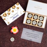 Golden Hearts Design Personalised Chocolate Box for Birthday (with Printed Chocolates)