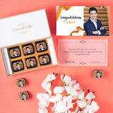 Gold Ribbon Design Personalized Congratulations Gift Box (with Printed Chocolates)