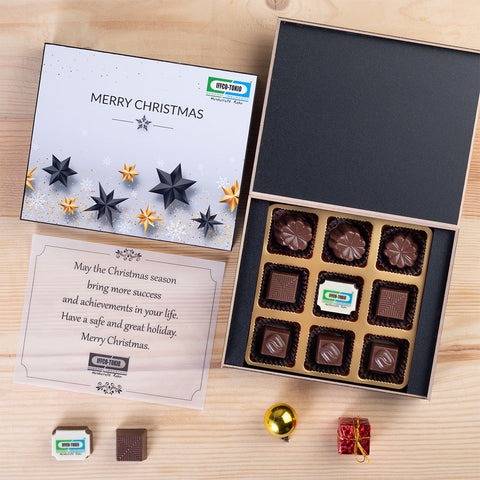 Happy New Year & Christmas Gifts - 9 Chocolate Box - Single Printed Chocolates (Sample)
