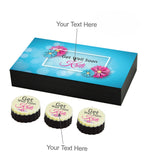 Vibrant Blue Design Personalized Get Well Soon Gift (with Printed Chocolates)
