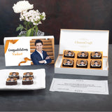Gold Ribbon Design Personalized Congratulations Gift Box (with Printed Chocolates)
