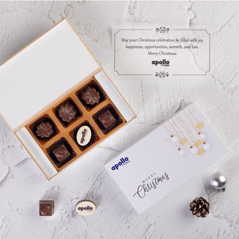 Christmas & New Year Gifts  - 6 Chocolate Box - Single Printed Chocolate (Minimum 50 Boxes)