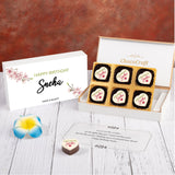 Floral Birthday Wishes - Personalised Chocolate Box(with Printed Chocolates)