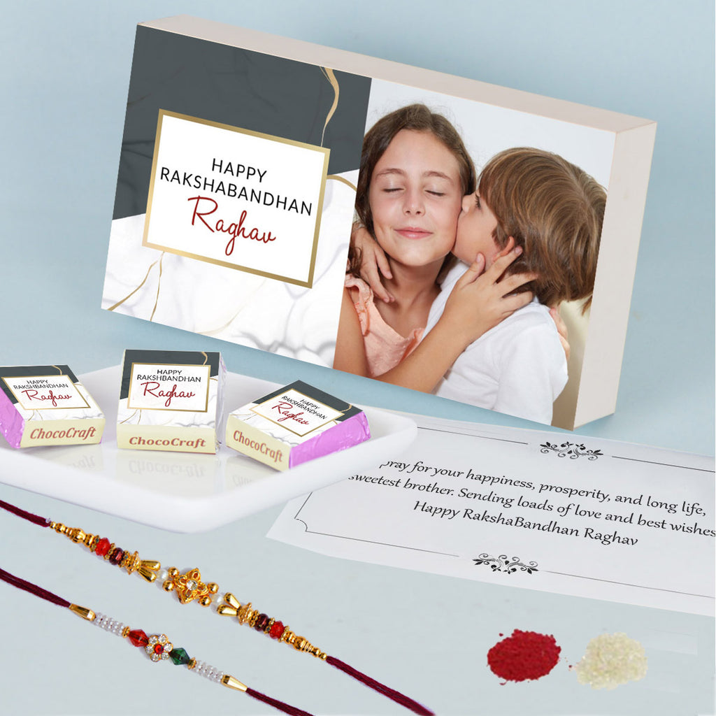 Sibling Love - Personalized Gift Box & Chocolates (Rakhi Pack Optional)