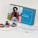 Elegant Blue Thank You Gift Box and Chocolates Personalized with Photo (with Printed Chocolates)