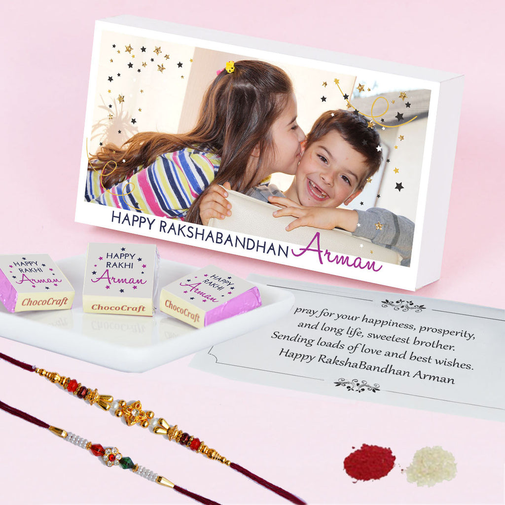 Memories - Personalised Gift Box and Wrapped Chocolates (Rakhi Pack Optional)