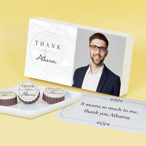 Marble Design Thank You Gift Personalized with Photo (with Printed Chocolates)