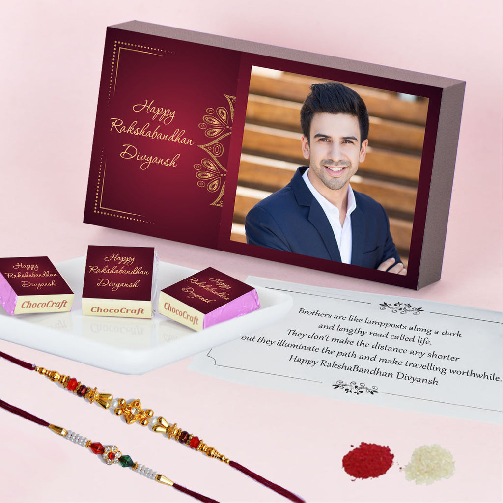 Souvenir of Trust - Personalised Gift Box and Wrapped Chocolates (Rakhi Pack Optional)