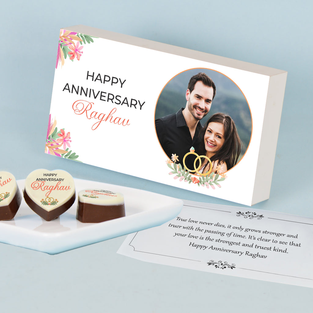 Personalized Anniversary Gift with Couple Photo (with Printed Chocolates)