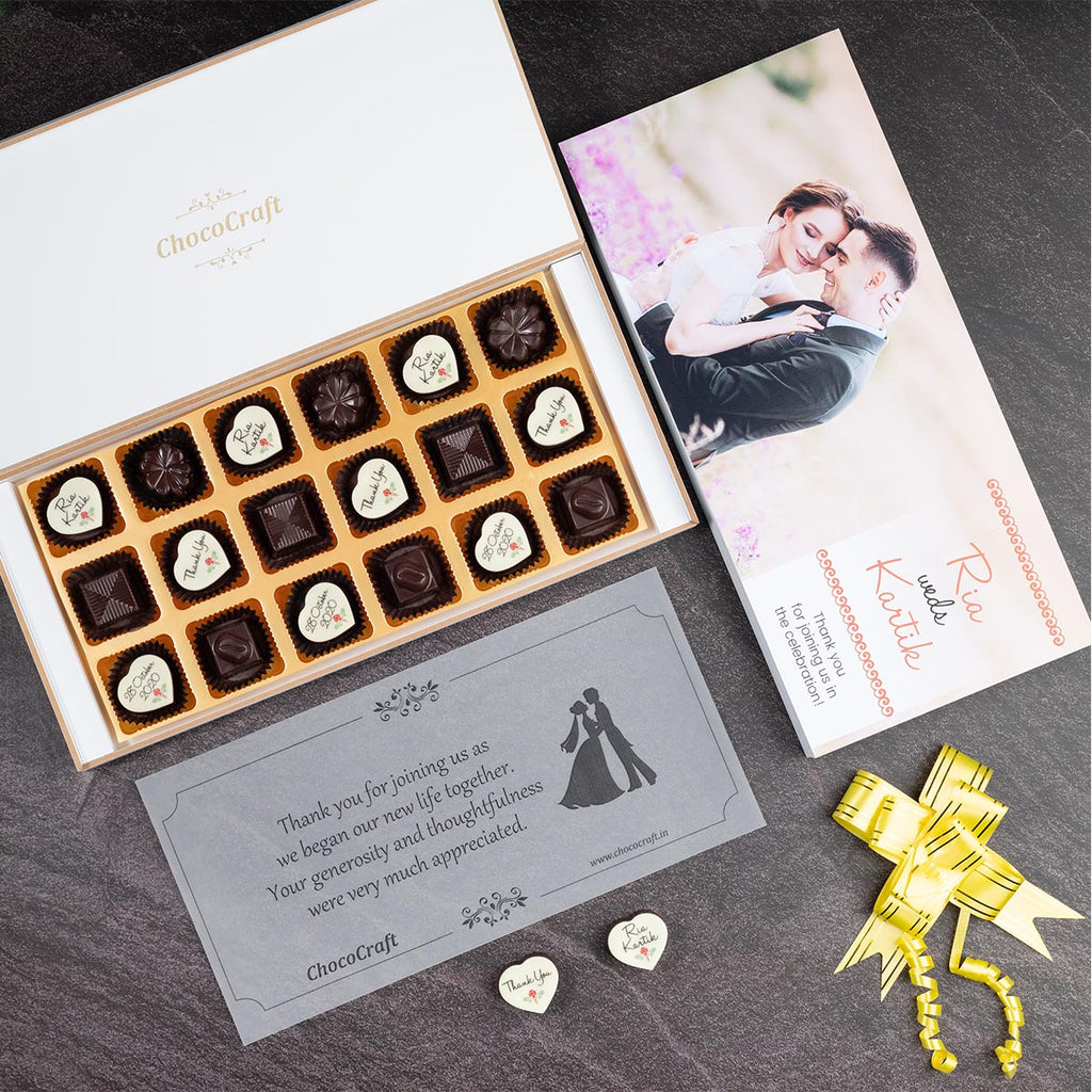 Wedding Return Gifts - 18 Chocolate Box - Alternate Printed Chocolates (Sample)