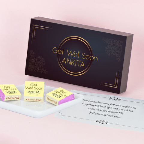 Elegant Personalized Get Well Soon Gift (with Wrapped Chocolates)