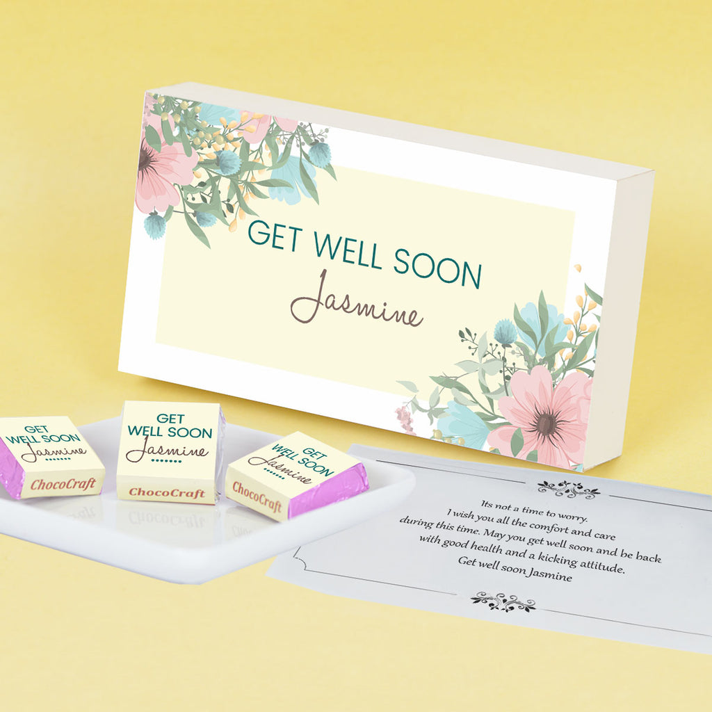 White Floral Design Get Well Soon Gift (with Wrapped Chocolates)