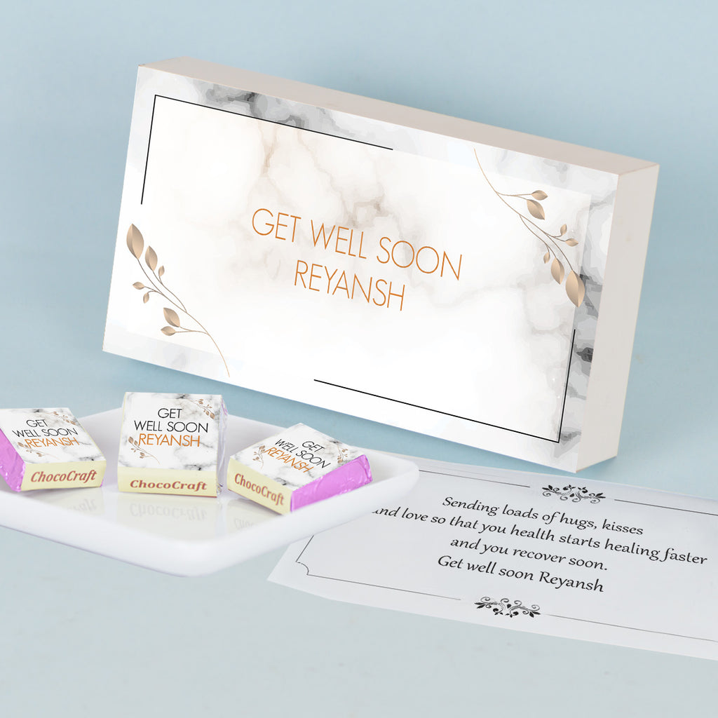 White Marble Design Get Well Soon Gift (with Wrapped Chocolates)