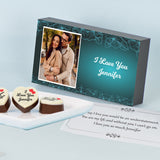 Floral Design I Love You Chocolate Gift Box Personalized with Picture (with Printed Chocolates)