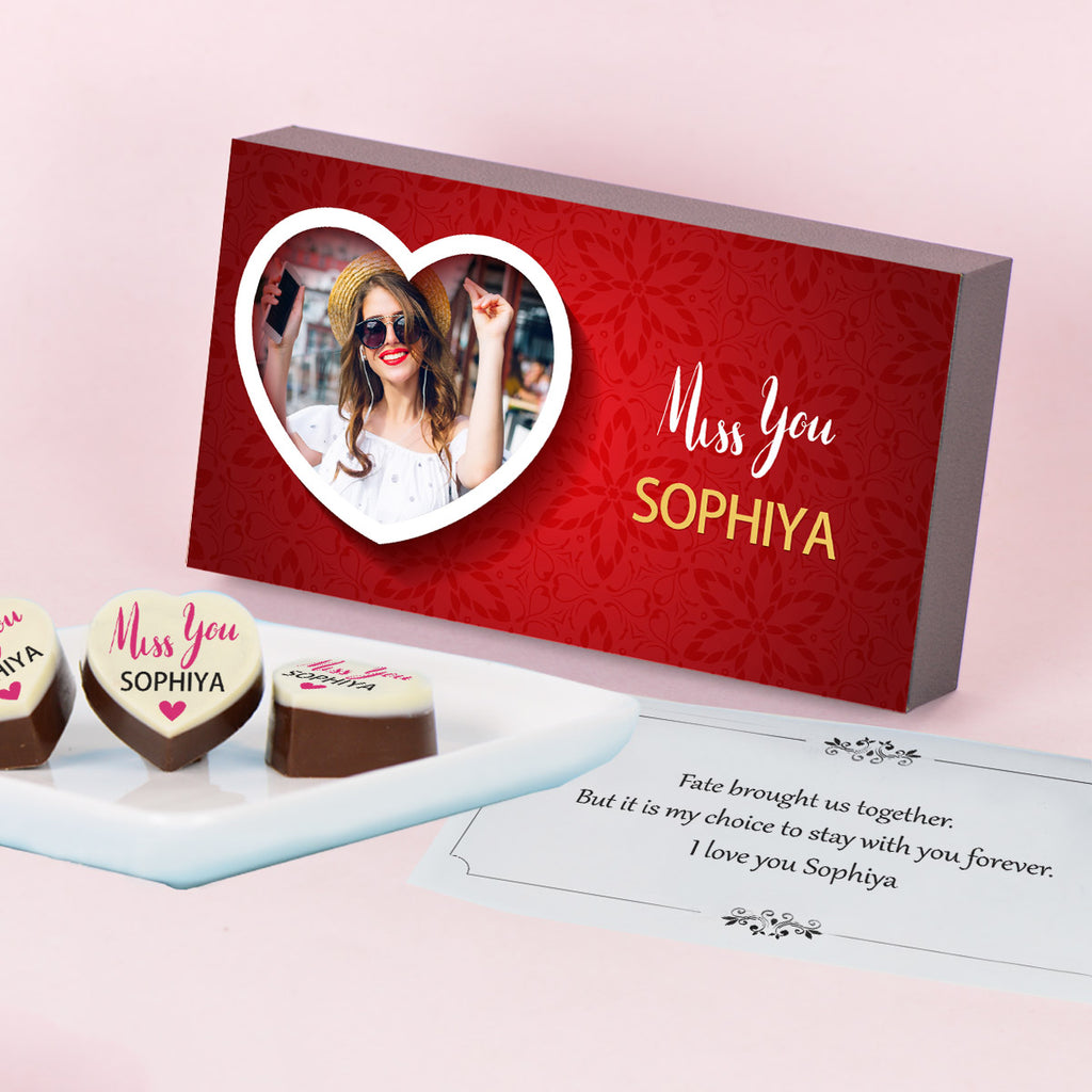 Beautiful Miss You Chocolate Gift Box Personalized with Picture (with Printed Chocolates)