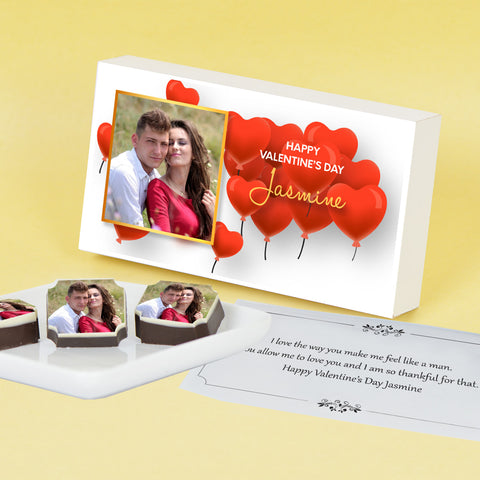 Valentine Gift Chocolate Box - Personalised with Photo and Name (with Printed Chocolates)