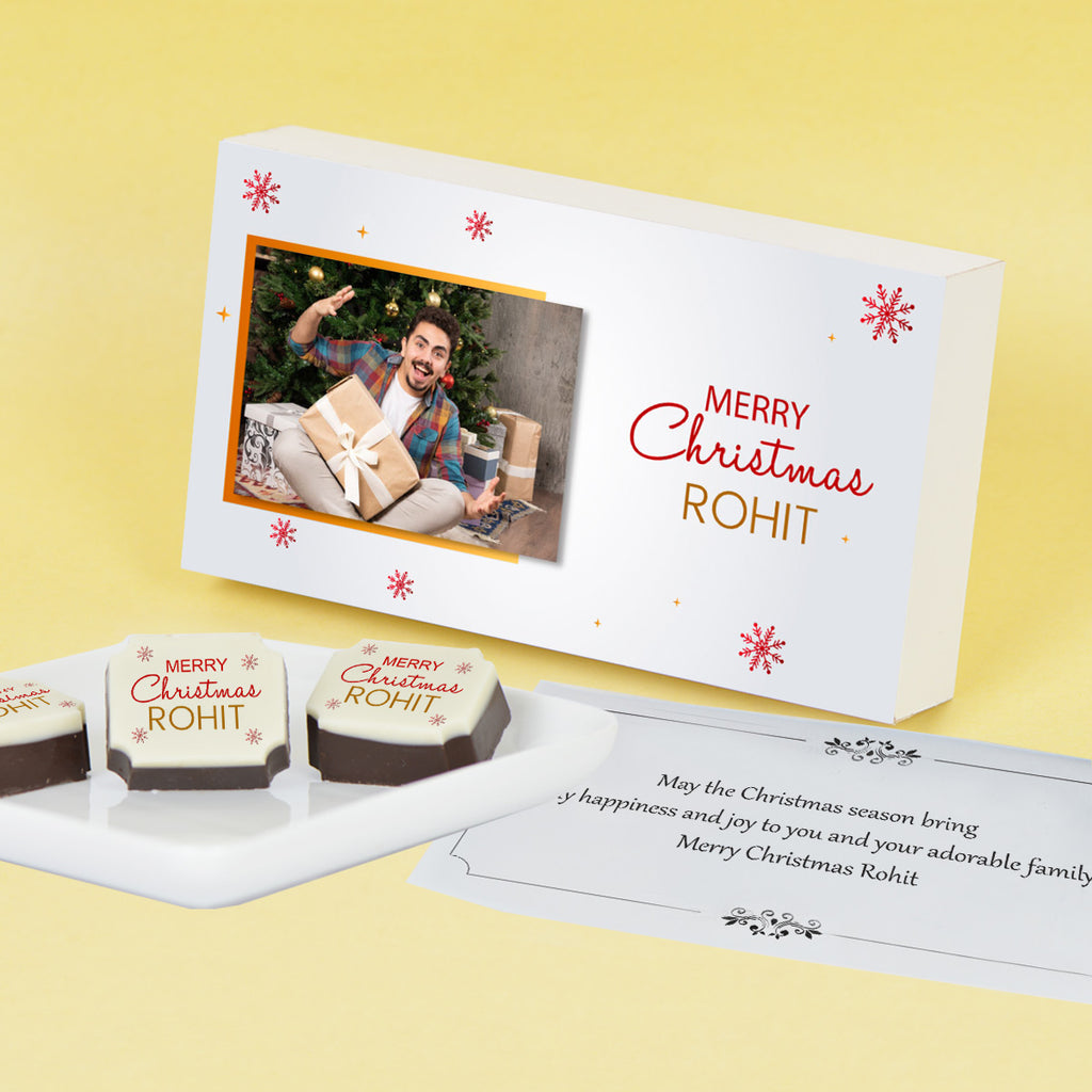 Snowflake Design Christmas Gift Box with Printed Chocolates