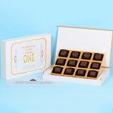 1st Birthday Invitations - 12 Chocolate Box - Assorted Chocolates (Minimum 10 Boxes)