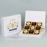 1st Birthday Invitations - 9 Chocolate Box - Alternate Printed Chocolates (Minimum 10 Boxes)