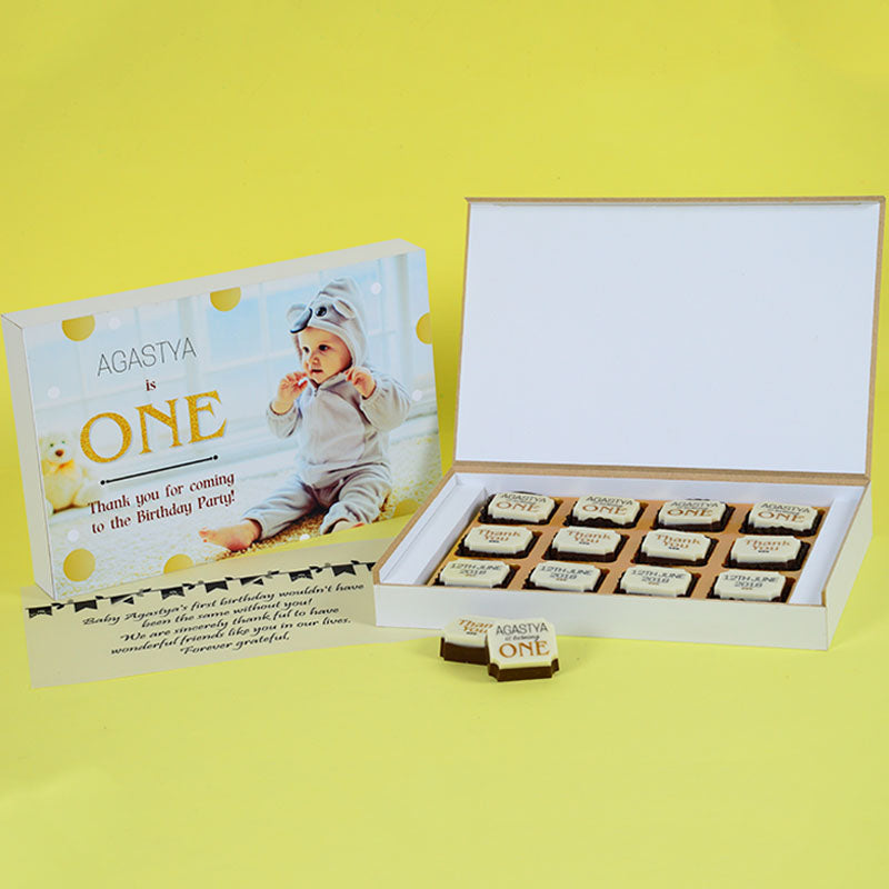 Birthday Return Gifts - 12 Chocolate Box - All Printed Chocolates (Sample)