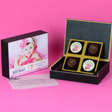 1st Birthday Invitations - 4 Chocolate Box - Alternate Printed Chocolates (Minimum 10 Boxes)