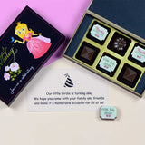 1st Birthday Invitations - 6 Chocolate Box - Alternate Printed Chocolates (Sample)