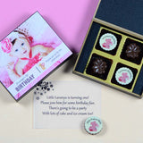 1st Birthday Invitations - 4 Chocolate Box - Alternate Printed Chocolates (Minimum 10 Boxes)