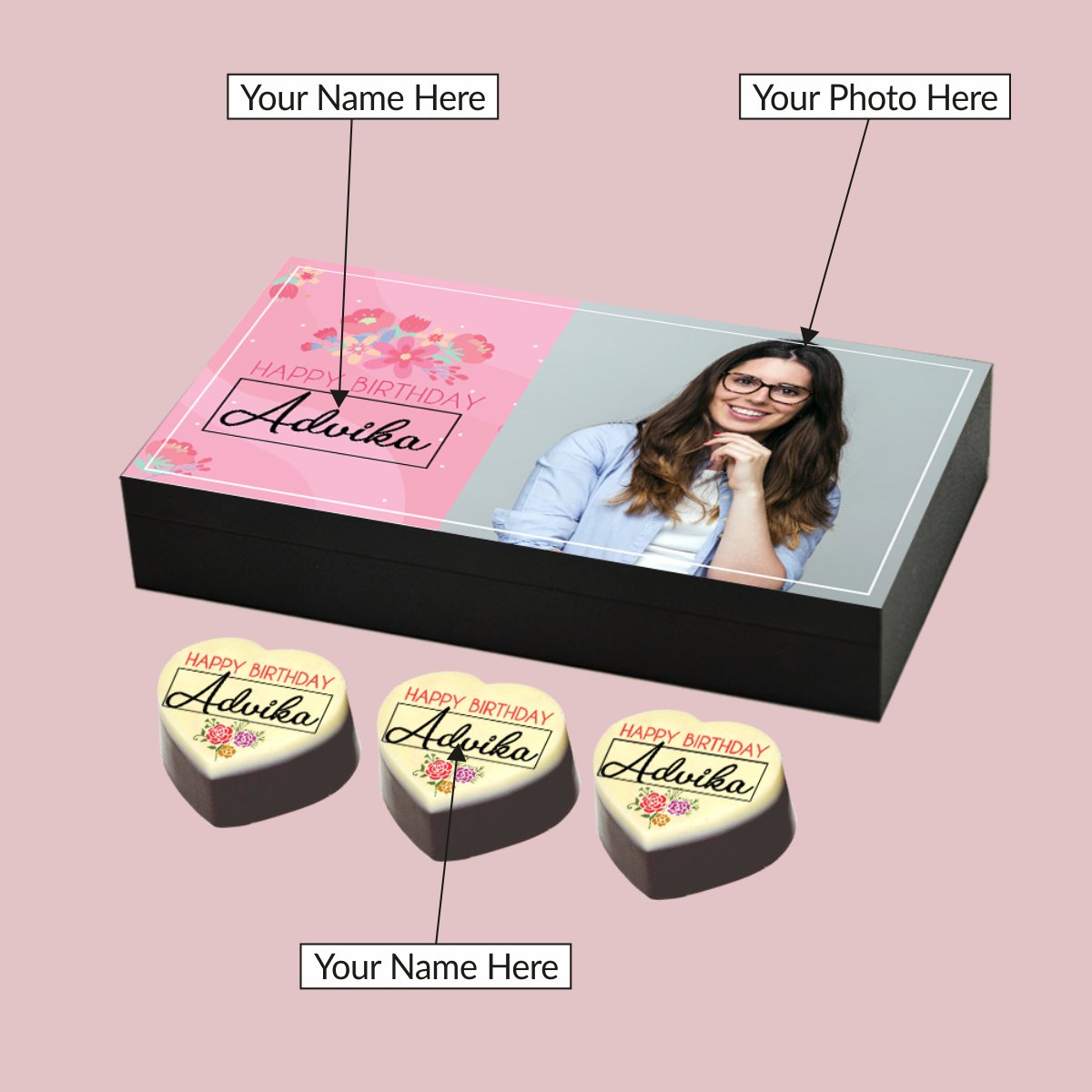 Birthday gift for wife featuring birthday chocolate gift wrappers