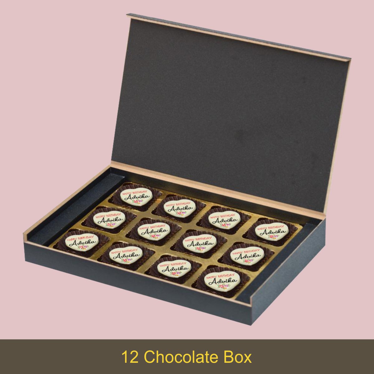 Box view of birthday gift for wife and birthday chocolate gift