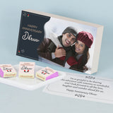 Cute Floral Design Anniversary Gift Box Personalized with Photo (with Wrapped Chocolates)