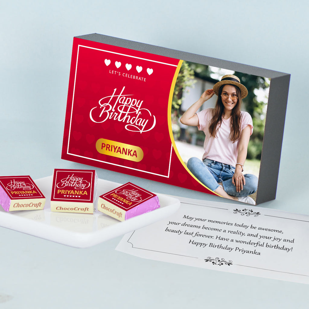 Birthday Gift Chocolate Box - Personalized with Photo (with Wrapped Chocolates)