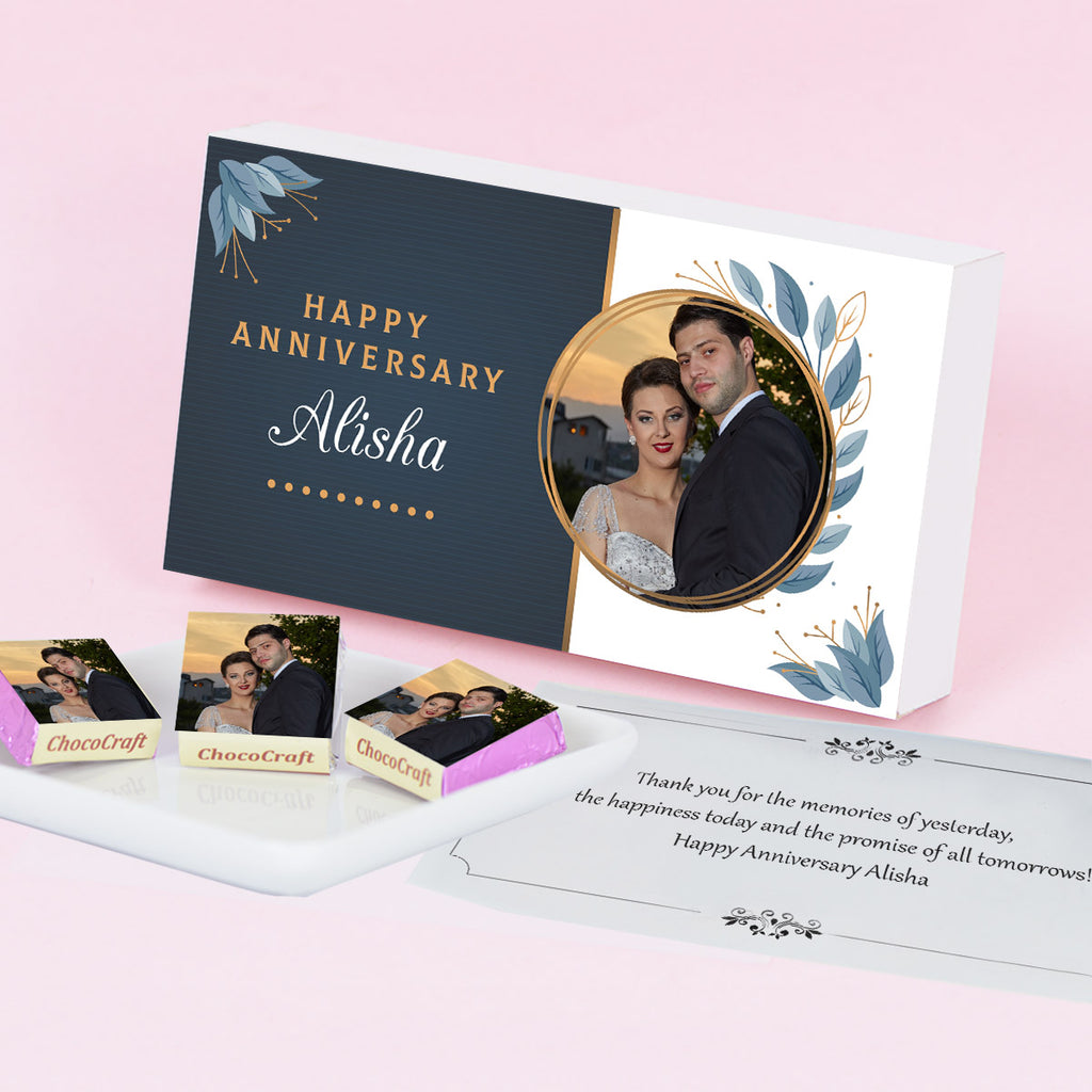 Beautiful Anniversary Chcocolates Personalized with Photo (with Wrapped Chocolates)