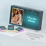Floral Design I Love You Chocolate Gift Box Personalized with Picture (with Wrapped Chocolates)