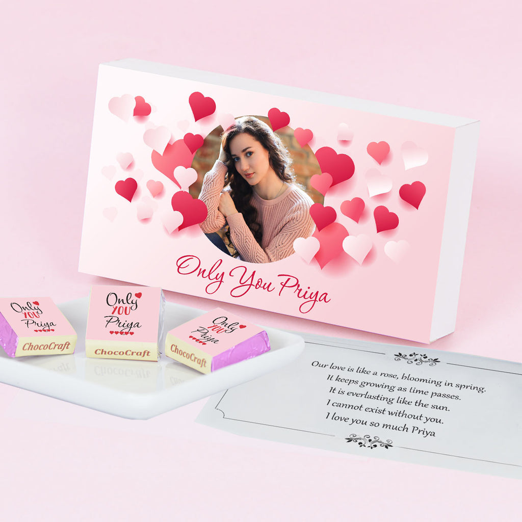 Romantic Gift Box with Chocolates Personalized with Photo (with Wrapped Chocolates)