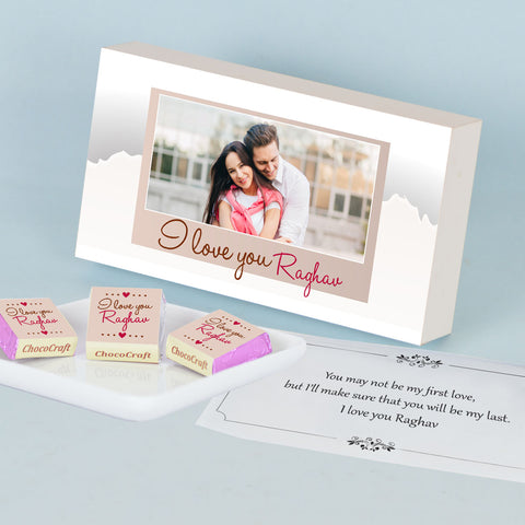 I Love You Chocolate Gift Box Personalised with Photo (with Wrapped Chocolates)