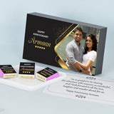 Black and Gold Design Anniversary Gift Box Personalized with Photo (with Wrapped Chocolates)