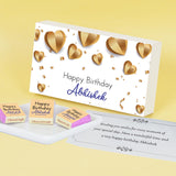 Golden Hearts Design Personalised Chocolate Box for Birthday (with Wrapped Chocolates)