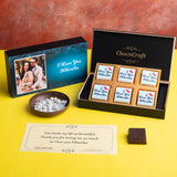 Floral Design I Love You Chocolate Gift Box Personalized with Picture (with Wrapped Chocolates)