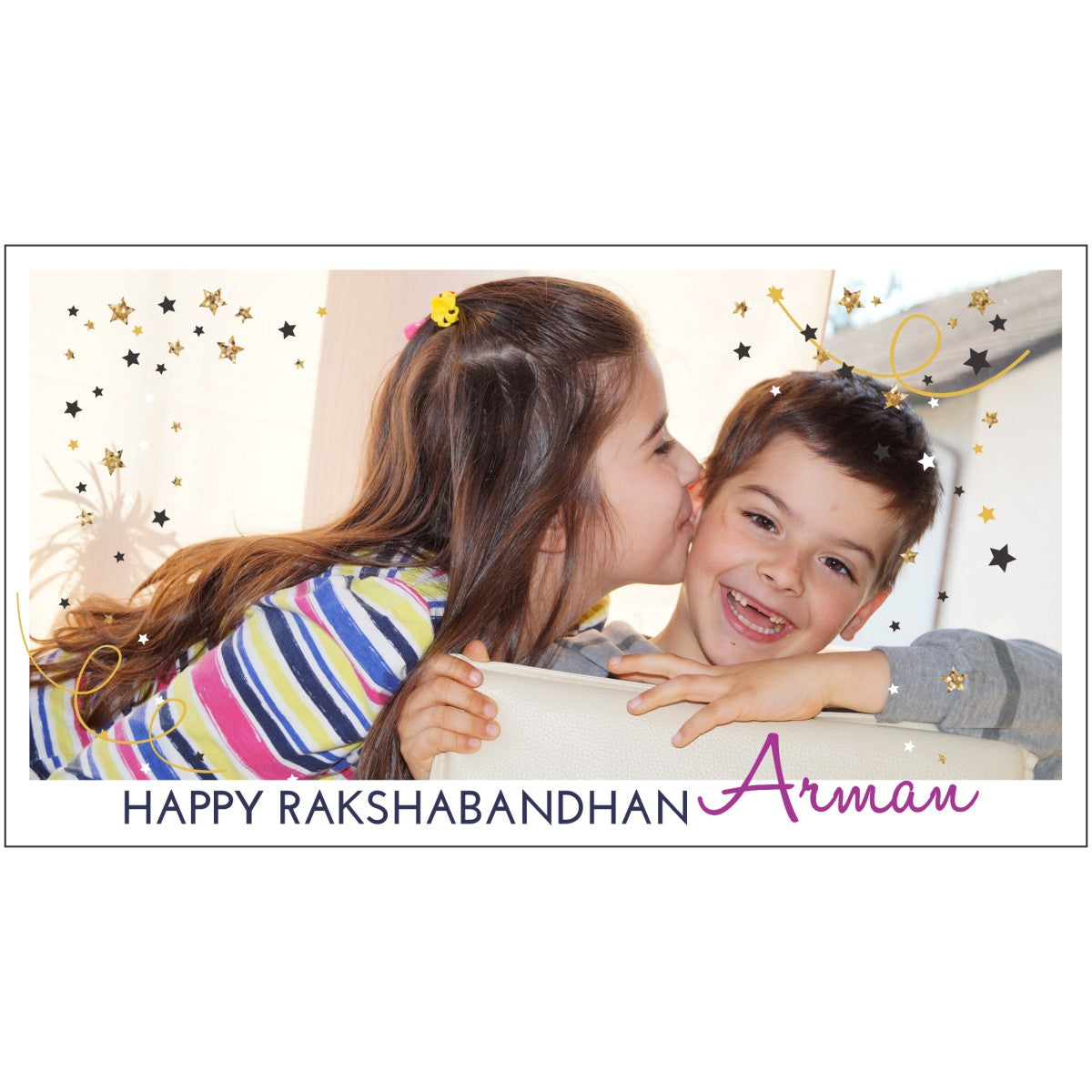 Note card inside rakhi with personalized gifts